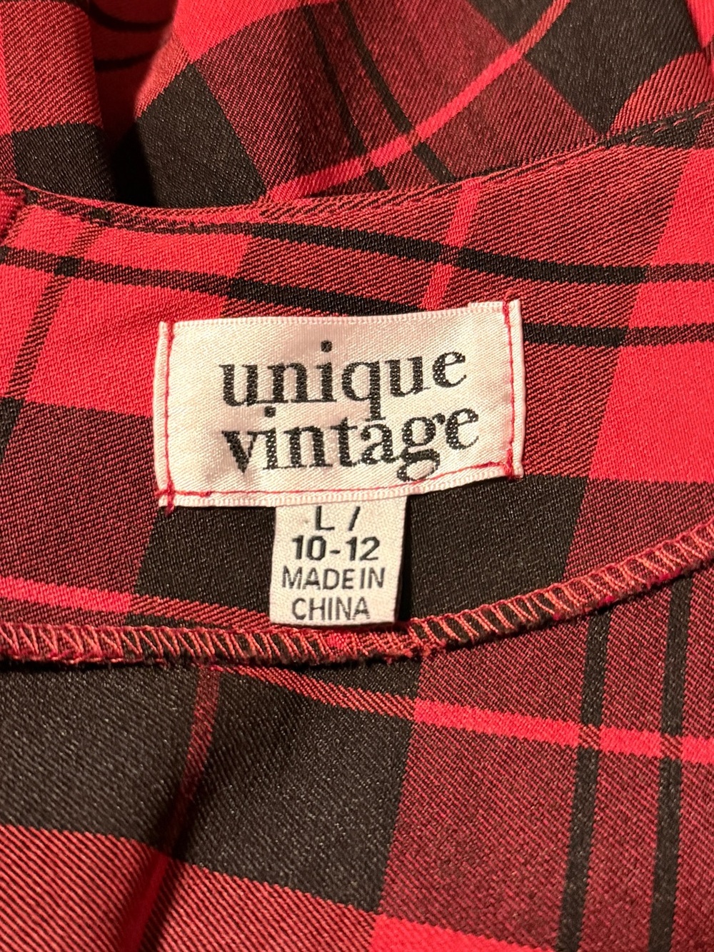Unique Vintage Delores Plaid Swing Dress Size Large - Picture 6 of 8
